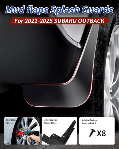 No Drill Mud Flaps for 2021-2025 Subaru Outback, Heavy Duty Front & Rear All Weather Splash Guards Set for Base Premium Limited/Touring/Onyx Edition XT Models, OEM-Style Mud Guards, Not Fit Wilderness in Saudi Arabia