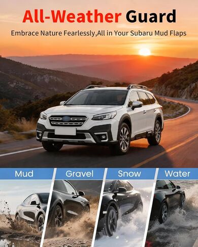 No Drill Mud Flaps for 2021-2025 Subaru Outback, Heavy Duty Front & Rear All Weather Splash Guards Set for Base Premium Limited/Touring/Onyx Edition XT Models, OEM-Style Mud Guards, Not Fit Wilderness in Saudi Arabia