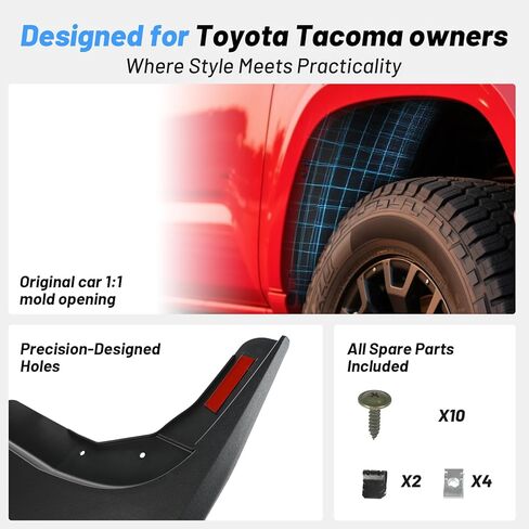 4PCS Mud Flaps Splash Guards Fit for 2019-2026 Chevrolet Silverado 1500 (Excludes ZR2, LT Trail Boss, Custom Trail Boss), Front & Rear Custom Fit Mud Guards, All-Weather Protection Accessories in Saudi Arabia
