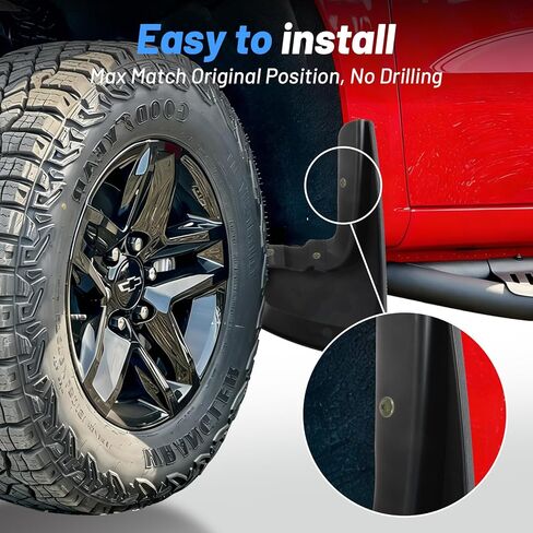 4PCS Mud Flaps Splash Guards Fit for 2019-2026 Chevrolet Silverado 1500 (Excludes ZR2, LT Trail Boss, Custom Trail Boss), Front & Rear Custom Fit Mud Guards, All-Weather Protection Accessories in Saudi Arabia