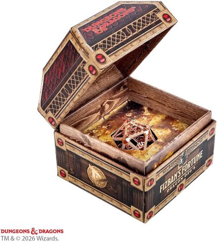 D&D Fizban's Treasure Misfit - Oversized d20 Blind Box by FanRoll | Ages 14+ | 25mm Mystery Dice in Treasure Chest, Metal, Gemstone, Liquid Core & Hollow RPG Dice for DND | Dragon-Themed Dice in Saudi Arabia