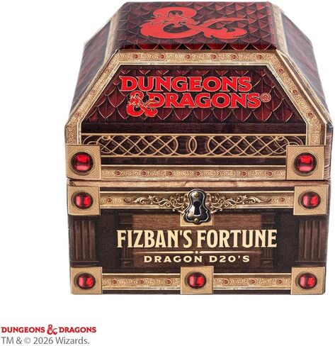 D&D Fizban's Treasure Misfit - Oversized d20 Blind Box by FanRoll | Ages 14+ | 25mm Mystery Dice in Treasure Chest, Metal, Gemstone, Liquid Core & Hollow RPG Dice for DND | Dragon-Themed Dice in Saudi Arabia
