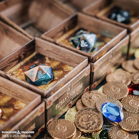 D&D Fizban's Treasure Misfit - Oversized d20 Blind Box by FanRoll | Ages 14+ | 25mm Mystery Dice in Treasure Chest, Metal, Gemstone, Liquid Core & Hollow RPG Dice for DND | Dragon-Themed Dice in Saudi Arabia