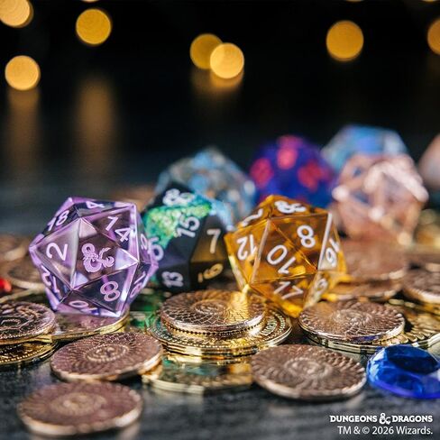 D&D Fizban's Treasure Misfit - Oversized d20 Blind Box by FanRoll | Ages 14+ | 25mm Mystery Dice in Treasure Chest, Metal, Gemstone, Liquid Core & Hollow RPG Dice for DND | Dragon-Themed Dice in Saudi Arabia