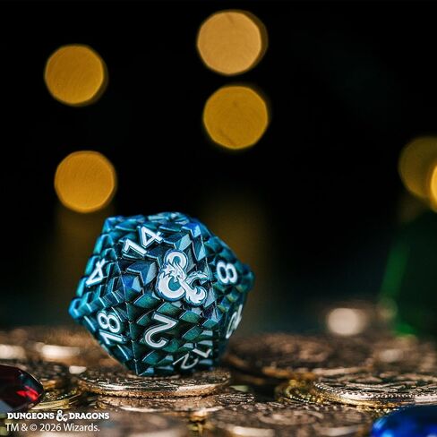 D&D Fizban's Treasure Misfit - Oversized d20 Blind Box by FanRoll | Ages 14+ | 25mm Mystery Dice in Treasure Chest, Metal, Gemstone, Liquid Core & Hollow RPG Dice for DND | Dragon-Themed Dice in Saudi Arabia