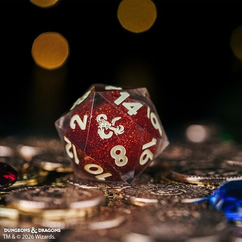 D&D Fizban's Treasure Misfit - Oversized d20 Blind Box by FanRoll | Ages 14+ | 25mm Mystery Dice in Treasure Chest, Metal, Gemstone, Liquid Core & Hollow RPG Dice for DND | Dragon-Themed Dice in Saudi Arabia