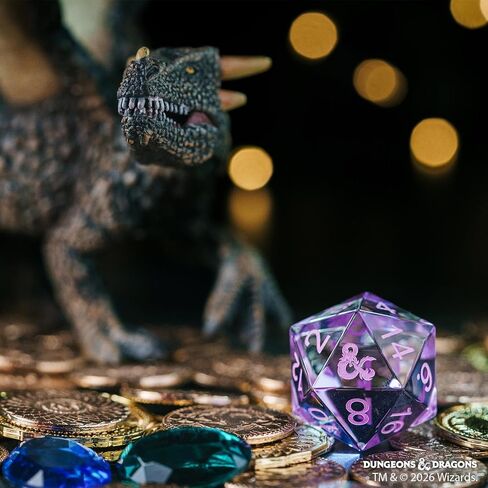 D&D Fizban's Treasure Misfit - Oversized d20 Blind Box by FanRoll | Ages 14+ | 25mm Mystery Dice in Treasure Chest, Metal, Gemstone, Liquid Core & Hollow RPG Dice for DND | Dragon-Themed Dice in Saudi Arabia