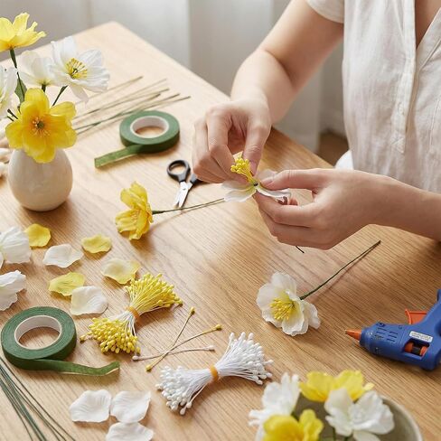 Matwsec 600 Pcs Flower Stamens, 2mm Matt Pearl Double Heads Stamen for Flower Making, Artificial Fake Flower Stamens for Crafts Wedding Bouquet Scrapbook Decoration (White and Yellow) in Kuwait