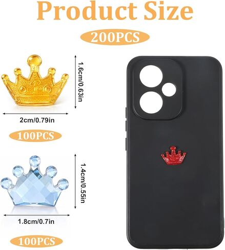 200 Pcs Resin Flatback Crown, Mini Resin Crown Flat Back, Mini Crowns for Crafts 2 cm Multicolor Crowns for Decorating Scrapbooks, Notebooks, Mobile Phone Cases, Clothing, DIY Crafts in Kuwait