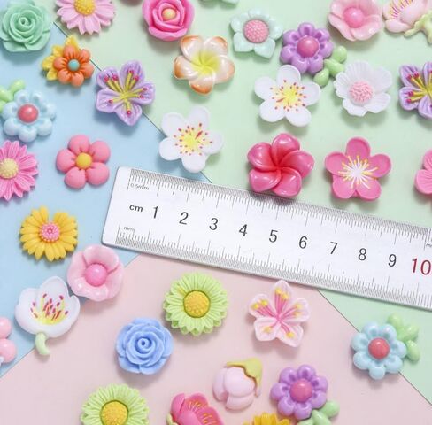 100 قطعة من الراتنج المسطح الوحل دلايات السائبة للحرف اليدوية المسطحة المختلطة DIY بها بنفسك مشبك شعر عقال سكرابوكينغ الزينة in Kuwait