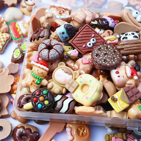 JINDUODUO 50 Pcs Flat Back Charms for Crafts, Cute Resin Charms Bulk for Scrapbooking (Brown) in Saudi Arabia