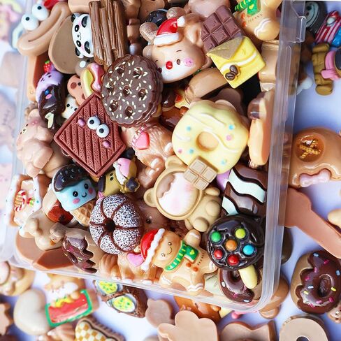 JINDUODUO 50 Pcs Flat Back Charms for Crafts, Cute Resin Charms Bulk for Scrapbooking (Brown) in Saudi Arabia
