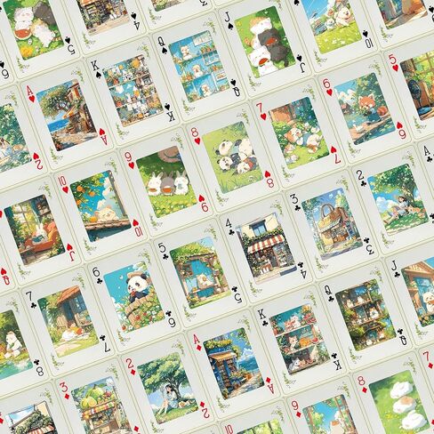 أوراق اللعب، بطاقة اللعب ذات الطابع الصيفي للحيوانات الأليفة، 54 رسمًا توضيحيًا رائعًا فريدًا، حجم قياسي عالمي، تصميم ذو وجهين غير قابل للانزلاق in Kuwait