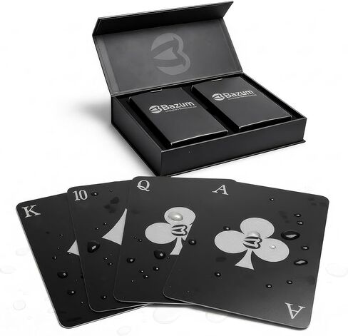 Waterproof Playing Cards 2 Pack Premium Black Plastic PVC Poker Deck, Washable & Durable, Magnetic Gift Box, Professional Poker Size for Adults & Travel in Saudi Arabia