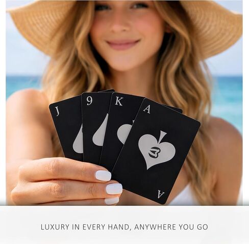 Waterproof Playing Cards 2 Pack Premium Black Plastic PVC Poker Deck, Washable & Durable, Magnetic Gift Box, Professional Poker Size for Adults & Travel in Saudi Arabia