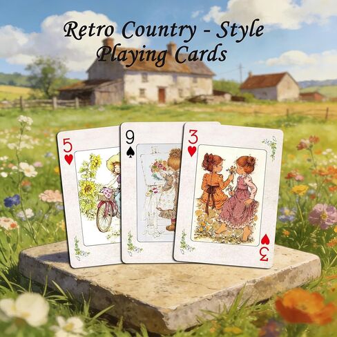 Playing Cards, Country Illustration Vintage Style Poker Cards, Beautiful Childhood Memories Themed Playing Card, Standard Cards, 54 Unique Exquisite Illustrations, High-End Playing Cards. in Kuwait