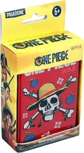 أوراق لعب Paladone One Piece Jolly Rogers للبوكر، والرومي، وGo Fish، وألعاب البطاقات، وبضائع الرسوم المتحركة المرخصة رسميًا وهدية قابلة للتجميع في علبة معدنية in Kuwait