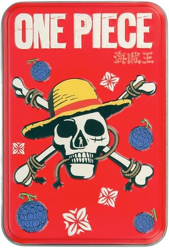 أوراق لعب Paladone One Piece Jolly Rogers للبوكر، والرومي، وGo Fish، وألعاب البطاقات، وبضائع الرسوم المتحركة المرخصة رسميًا وهدية قابلة للتجميع في علبة معدنية in Kuwait
