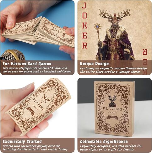 Vintage Style Playing Cards, Reindeer & Elk Playing Cards, Cool Deck of Cards for Family Game Night, Travel & Holiday Parties, Party Games, Collections in Saudi Arabia