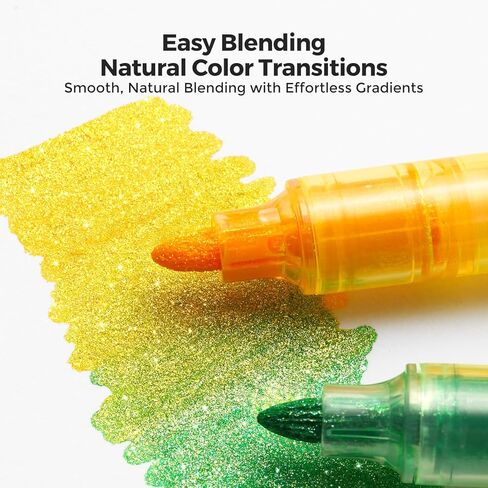 12 Colors Glitter Markers, Sparkle Acrylic Markers, Metallic Shimmer Paint Pens, Fine Tip Water-based Ink for Drawing, DIY Crafts Greeting Birthday Cards Making Poster Album Wood in Saudi Arabia