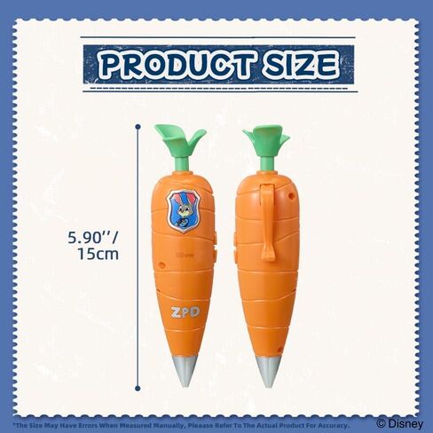MINISO Disney Zootopia Judy Hopps Officer Life Series Voice Recording Ballpoint Pen, Carrot-Shaped 60-Second Audio Recorder with Clip, mooth Black Ink Writing for Office, School & Fans in Kuwait