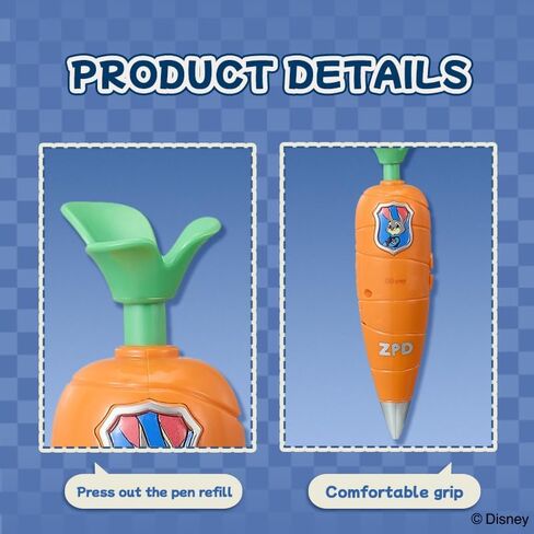 MINISO Disney Zootopia Judy Hopps Officer Life Series Voice Recording Ballpoint Pen, Carrot-Shaped 60-Second Audio Recorder with Clip, mooth Black Ink Writing for Office, School & Fans in Kuwait