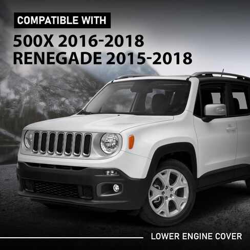 غطاء حماية أسفل المحرك السفلي G-PLUS متوافق مع Fiat 500X 2016-2018، Fit Jeep Renegade 2015-2018 CH1228133، 68420672AA، 68248089AA أسود in Kuwait