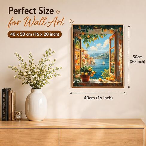 AUKELHJ Paint by Numbers Kit for Adults Beginners, Landscape Paint by Numbers for Adult, DIY Acrylic Canvas Window View Painting by Number for Gifts Home Wall Decor 16X20 inch (Without Frame) in Saudi Arabia