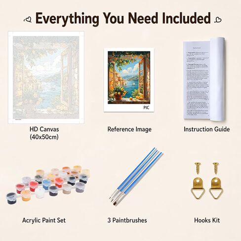 AUKELHJ Paint by Numbers Kit for Adults Beginners, Landscape Paint by Numbers for Adult, DIY Acrylic Canvas Window View Painting by Number for Gifts Home Wall Decor 16X20 inch (Without Frame) in Saudi Arabia