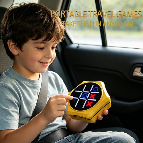 Rechargeable Electronic Tic Tac Toe Game, 5-in-1 Handheld Puzzle Console, LED Light Interactive Board Game Portable Travel Game for Kids and Adults, Educational Birthday, Ages 5+ in Saudi Arabia