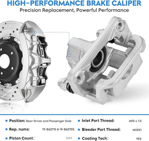 Rear Brake Calipers for Kia Sorento 2011-2020,for Hyundai Santa Fe 2010-2016, Santa Fe Sport 2013-2018, Santa Fe XL, Rear Driver & Passenger Side, Replace 19-B6271S 19-B6270S, 2PCS w/Bracket in Kuwait