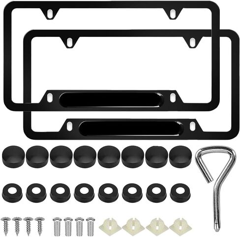 4 Holes License Plate Frames Carbon Fiber for Mercedes Benz-AMG -2 Pack Black Aluminum Metal License Plate Holders,Stainless Steel Tamper Proof License Plate Screws,Fine Size Plate Frames for Men in Saudi Arabia