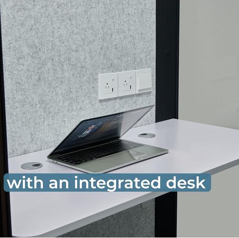 جراب Solo Office، جراب صوت، كشك مكتب متنقل، كشك عازل للصوت للمنزل، جراب الخصوصية، بكرة متنقلة مع مكتب، ضوء LED، مراوح طرد مركزي ومنافذ USB AC - أسود in Kuwait