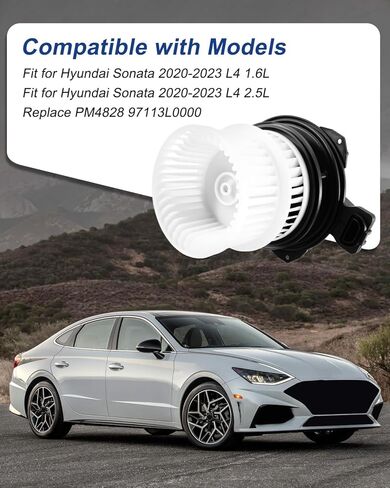 HVAC Heater Blower Motor Fit for Hyundai Sonata 2020-2023 L4 1.6L 2.5L Replace PM4828 97113L0000, Front HVAC Blower Heater Motor with Blower Wheel Fan Cage in Kuwait