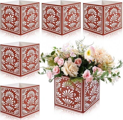 6 Pcs Platos De Barro Mexican Flower Boxes Mexicanos Cielito Lindo Party Centerpiece Decoration Mexican Paper Gift Boxes Flower Vase Terracotta Clay Pottery for Cinco De Mayo Table Party in Kuwait