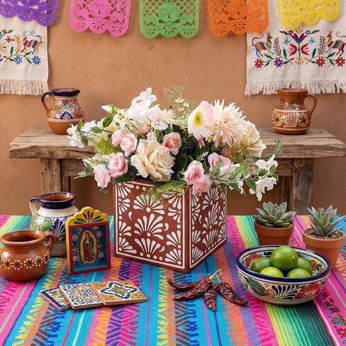 6 Pcs Platos De Barro Mexican Flower Boxes Mexicanos Cielito Lindo Party Centerpiece Decoration Mexican Paper Gift Boxes Flower Vase Terracotta Clay Pottery for Cinco De Mayo Table Party in Kuwait