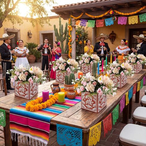 6 Pcs Platos De Barro Mexican Flower Boxes Mexicanos Cielito Lindo Party Centerpiece Decoration Mexican Paper Gift Boxes Flower Vase Terracotta Clay Pottery for Cinco De Mayo Table Party in Kuwait