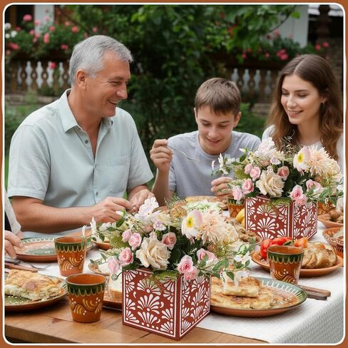 6 Pcs Platos De Barro Mexican Flower Boxes Mexicanos Cielito Lindo Party Centerpiece Decoration Mexican Paper Gift Boxes Flower Vase Terracotta Clay Pottery for Cinco De Mayo Table Party in Kuwait