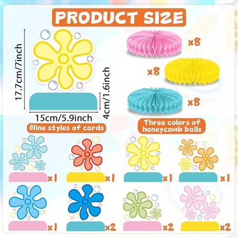 12Pcs Bikini Flower Bubble Honeycomb Centerpiece for Tables Ocean Party Decoration Yellow Cartoon Honeycomb Centerpiece Table Topper for Under the Sea Baby Shower Cartoon Theme Birthday Party Supplies in Saudi Arabia
