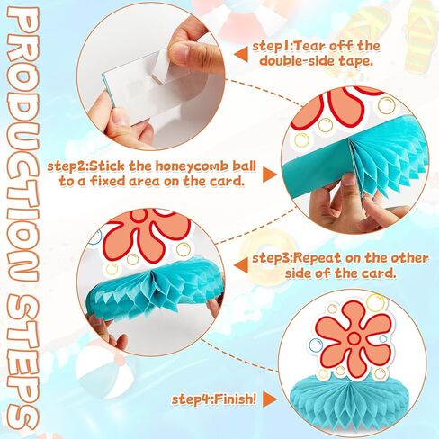 12Pcs Bikini Flower Bubble Honeycomb Centerpiece for Tables Ocean Party Decoration Yellow Cartoon Honeycomb Centerpiece Table Topper for Under the Sea Baby Shower Cartoon Theme Birthday Party Supplies in Saudi Arabia
