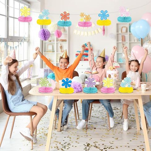 12Pcs Bikini Flower Bubble Honeycomb Centerpiece for Tables Ocean Party Decoration Yellow Cartoon Honeycomb Centerpiece Table Topper for Under the Sea Baby Shower Cartoon Theme Birthday Party Supplies in Saudi Arabia