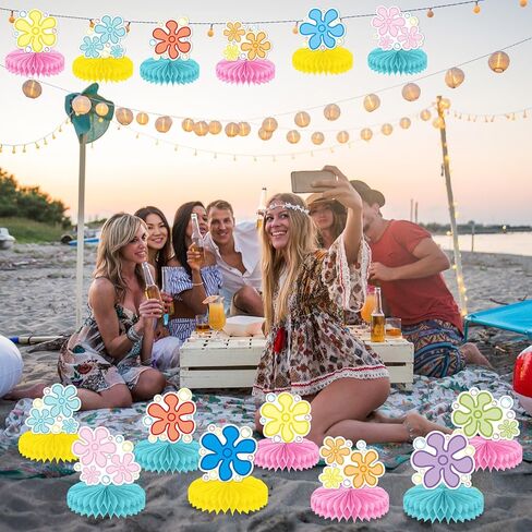 12Pcs Bikini Flower Bubble Honeycomb Centerpiece for Tables Ocean Party Decoration Yellow Cartoon Honeycomb Centerpiece Table Topper for Under the Sea Baby Shower Cartoon Theme Birthday Party Supplies in Saudi Arabia