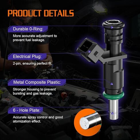 7531634 Fuel Injectors Compatible with BMW 328i xDrive (2009 2010 2011 2012 2013) L6 3.0L, 6 Hole Injectors, Replace #13537531634, FJ748, 800-1725N, 1353753163, 8001725N |Set of 6| in Saudi Arabia