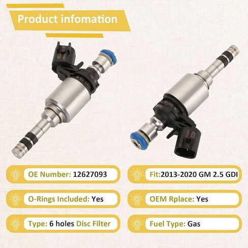 12627093 GM-4Cyl 2.5L GDI Fuel Injectors,Compatible with/Chevy 2.5 Malibu Impala Colorado 2015-2020,Compatible with/Cadillac ATS 2013-2017,Compatible with/GMC Acadia Canyon,Set of 4 in Kuwait