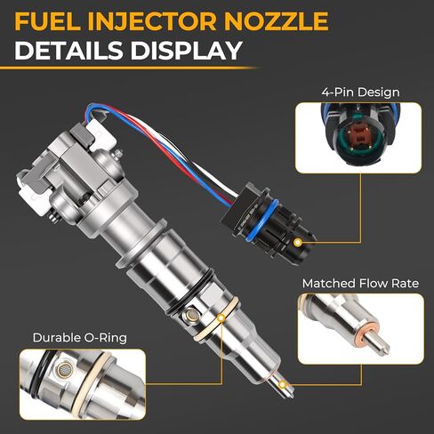 6.0L Powerstroke Fuel Injector, Compatible with Ford Super Duty (2004-2010), Compatible with Ford Excursion (2004-2010), With Sleeve & Gasket, Replacement for 4C3Z9E527AA, BRM, AP60901 in Saudi Arabia
