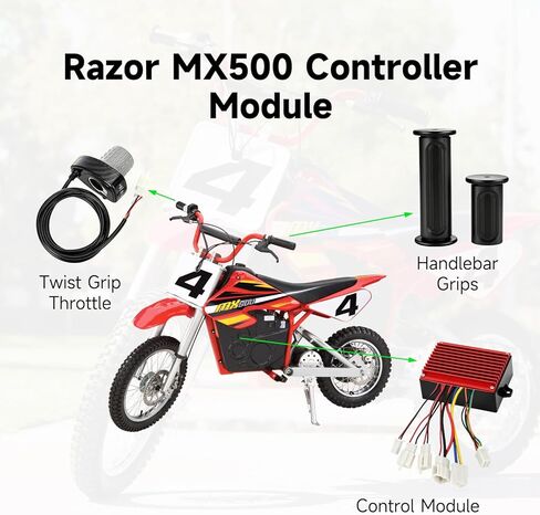 MX500 Controller and Throttle Compatible with Razor MX650 SX500 McGrath Dirt Rocket Bike, 36V Control Module for RSF650 Electric Dirt Bike Motocross EcoSmart Scooter Parts Twist Throttle Grips in Kuwait