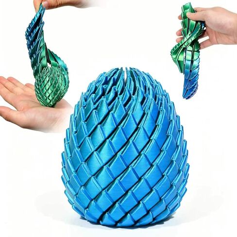 Twisty Fidget Egg, 3D Printed Slippery Spiral Egg Toy, Stress Relief Fidget for Adults Kids, Easter Basket Stuffer & Party Favo ADHD & Stress Relief (Blue-Green) in Saudi Arabia