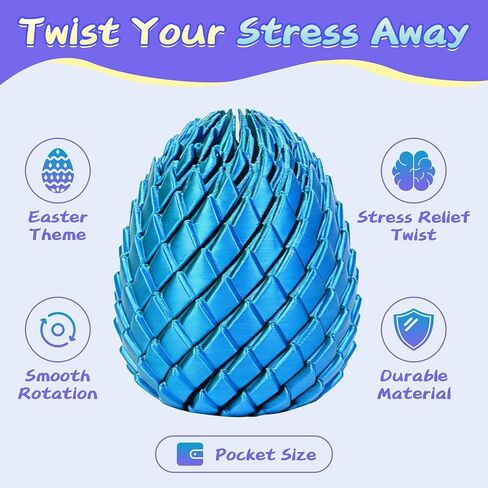 بيضة ملتوية ملتوية، لعبة بيضة حلزونية زلقة مطبوعة ثلاثية الأبعاد، تململ لتخفيف التوتر للبالغين والأطفال، حشو سلة عيد الفصح وحفلات ADHD وتخفيف التوتر (أزرق وأخضر) in Kuwait