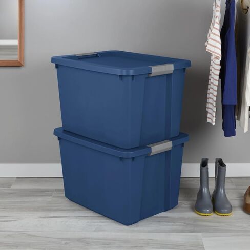 Large Storage Bin, 20 Gallon Plastic Storage Container with Latch Lid, Blue in Saudi Arabia