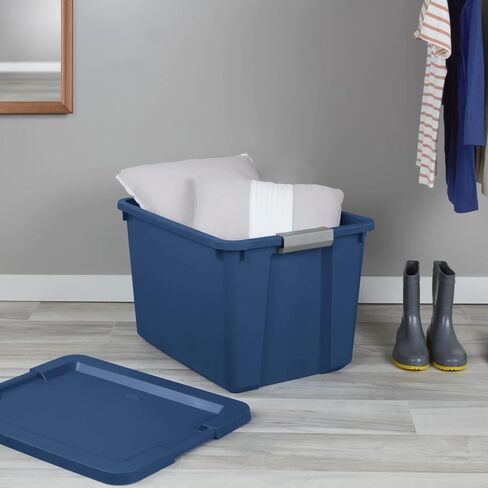 Large Storage Bin, 20 Gallon Plastic Storage Container with Latch Lid, Blue in Saudi Arabia